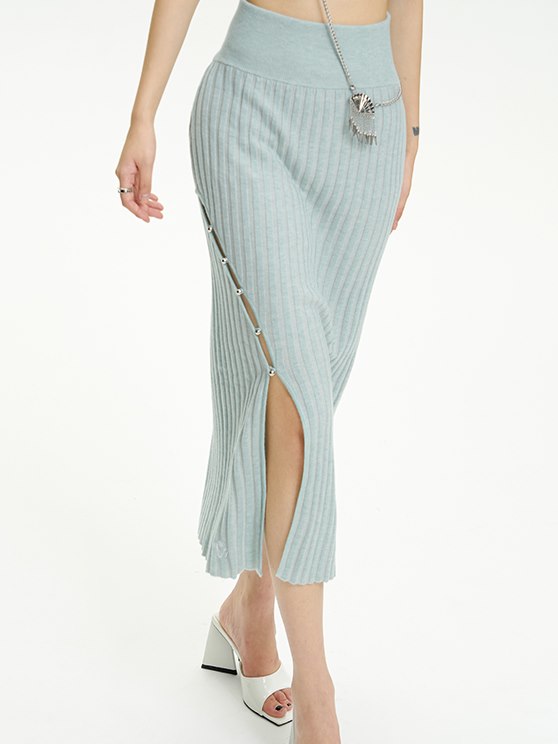 Strickte, gekräuselte, hochgehende lange Tops & Rock