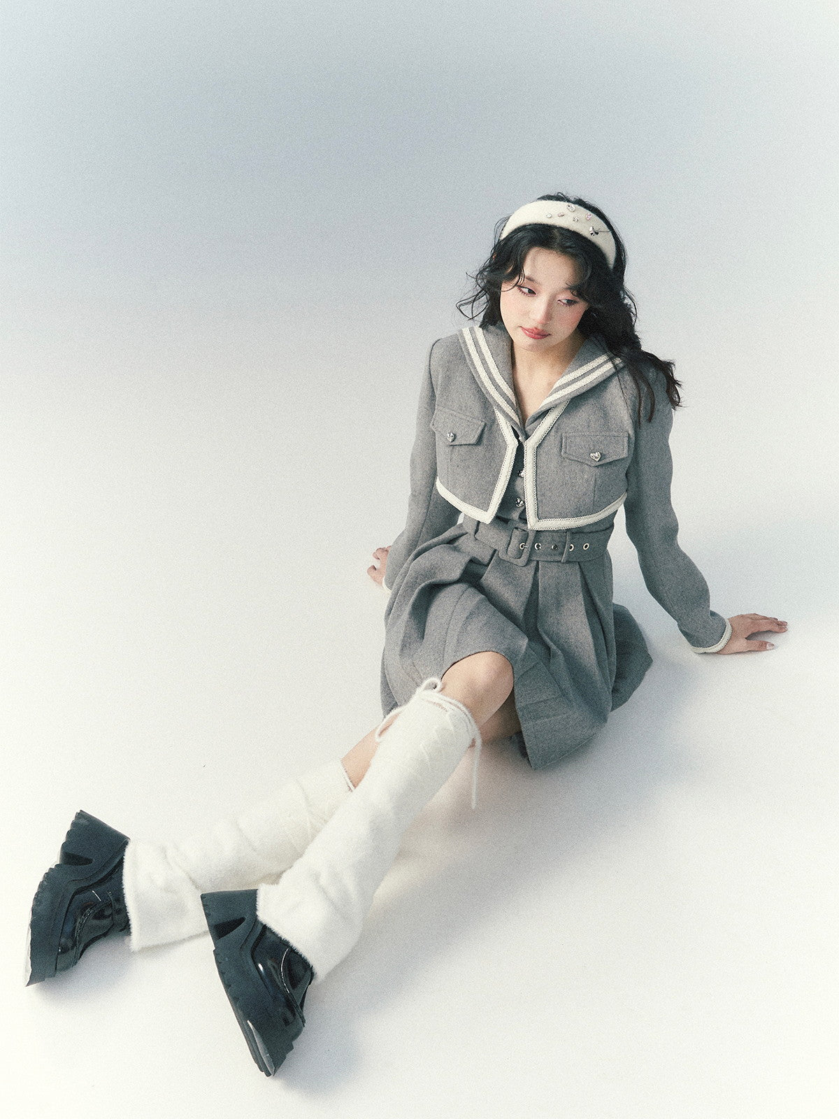 대학 스타일의 여성용 볼로로 재킷 및 원피스