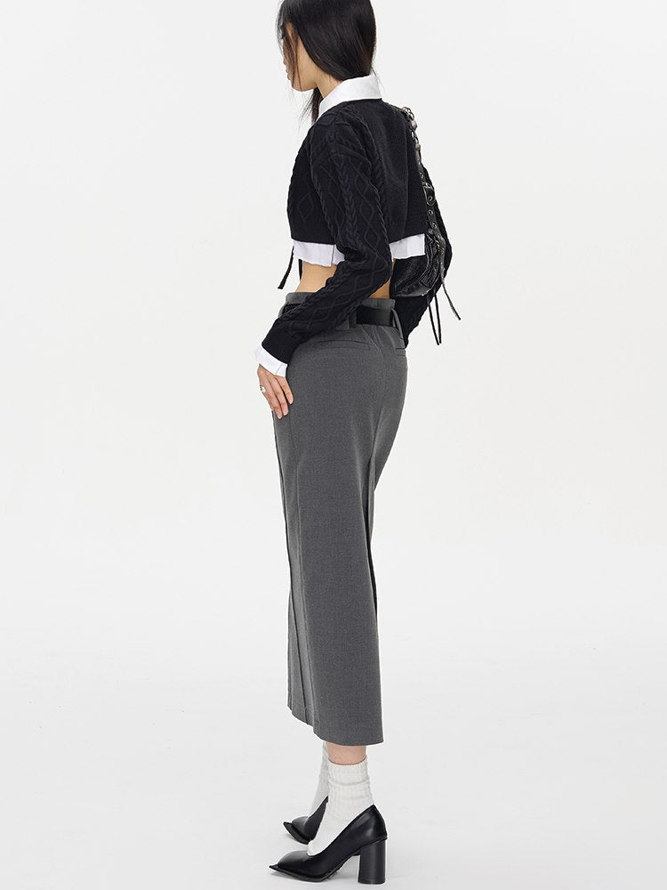 Back-SLIT MATURE SIMPLE LONG SKIRT