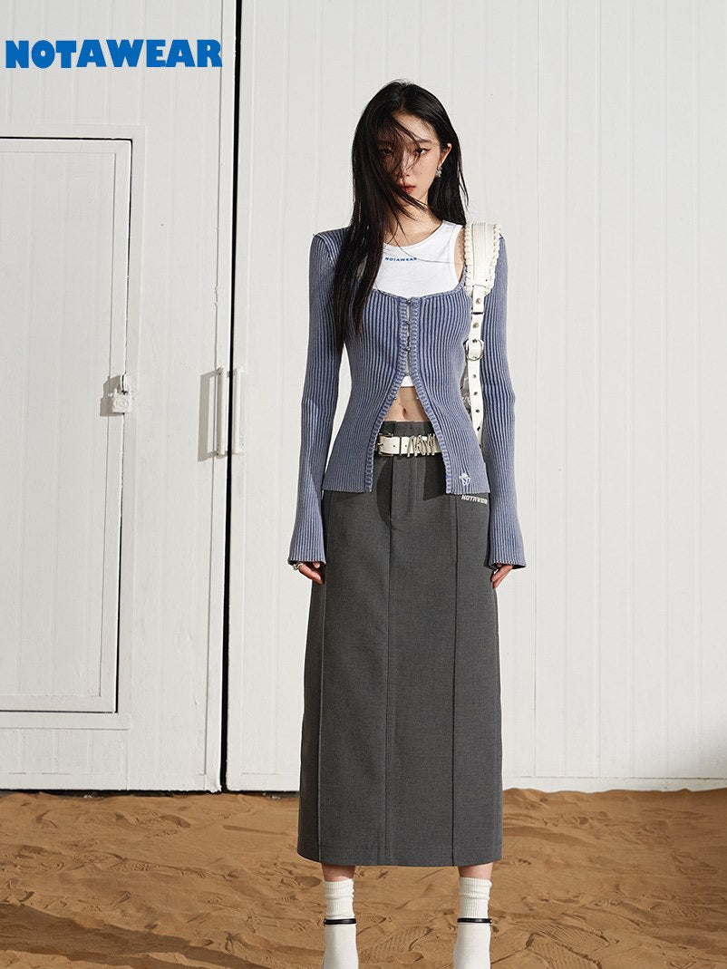 Back-SLIT MATURE SIMPLE LONG SKIRT