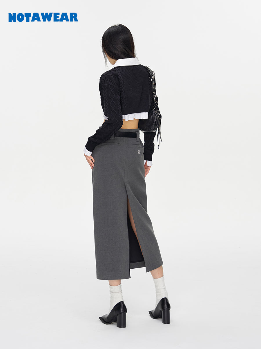 Back-SLIT MATURE SIMPLE LONG SKIRT