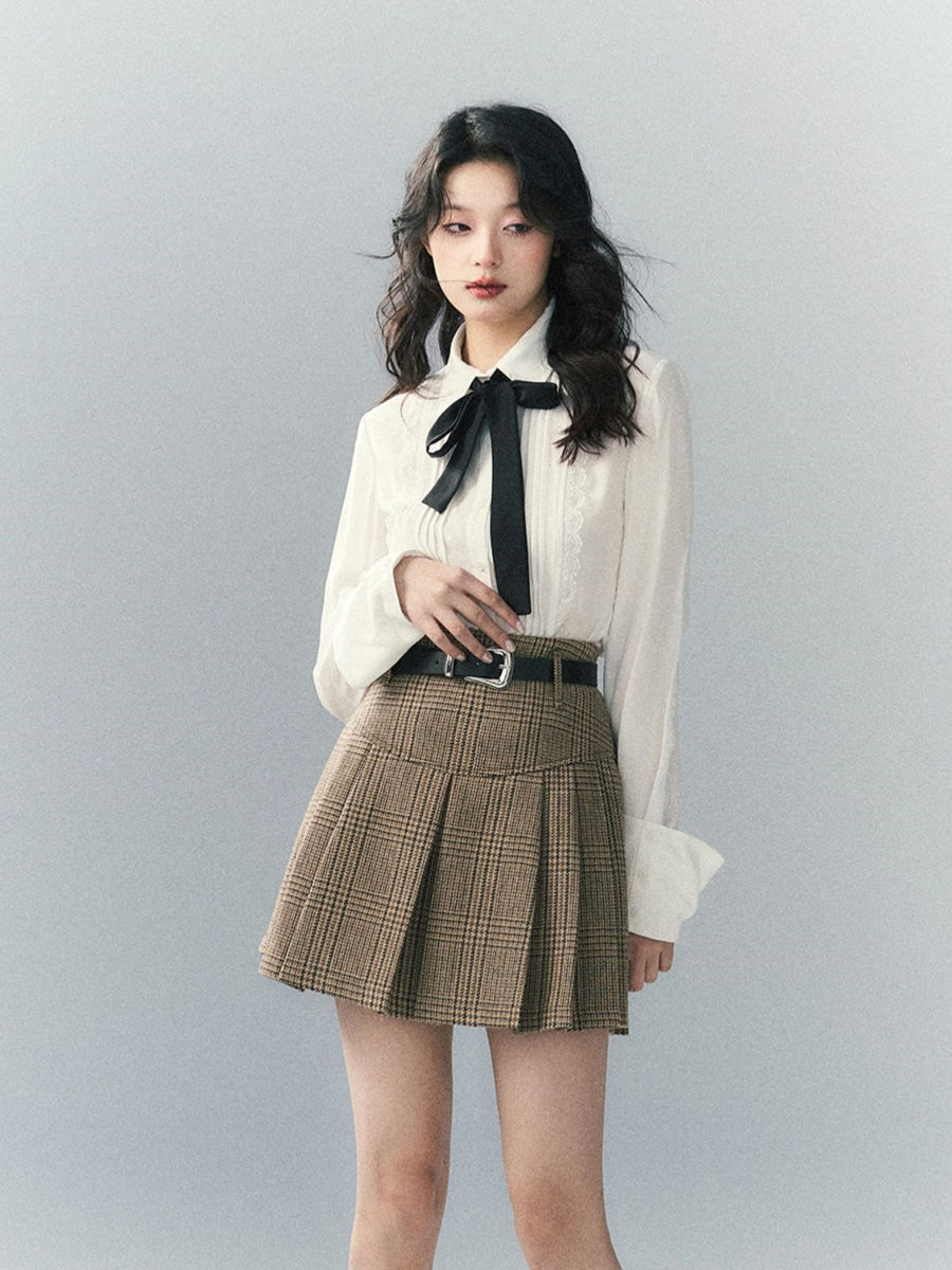 Ribbon Lace Classy Monotone Bi-color Blouse