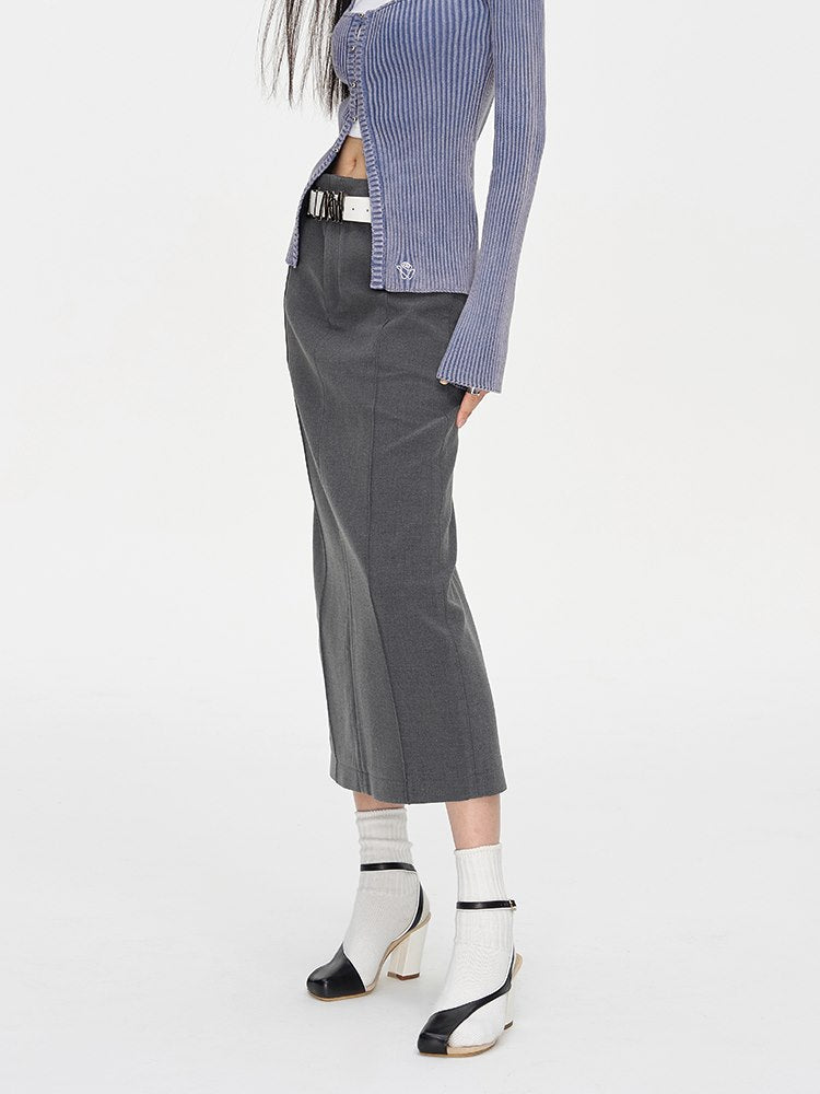 Back-SLIT MATURE SIMPLE LONG SKIRT