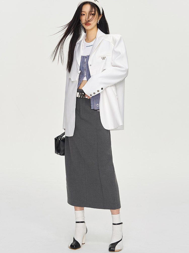 Back-SLIT MATURE SIMPLE LONG SKIRT