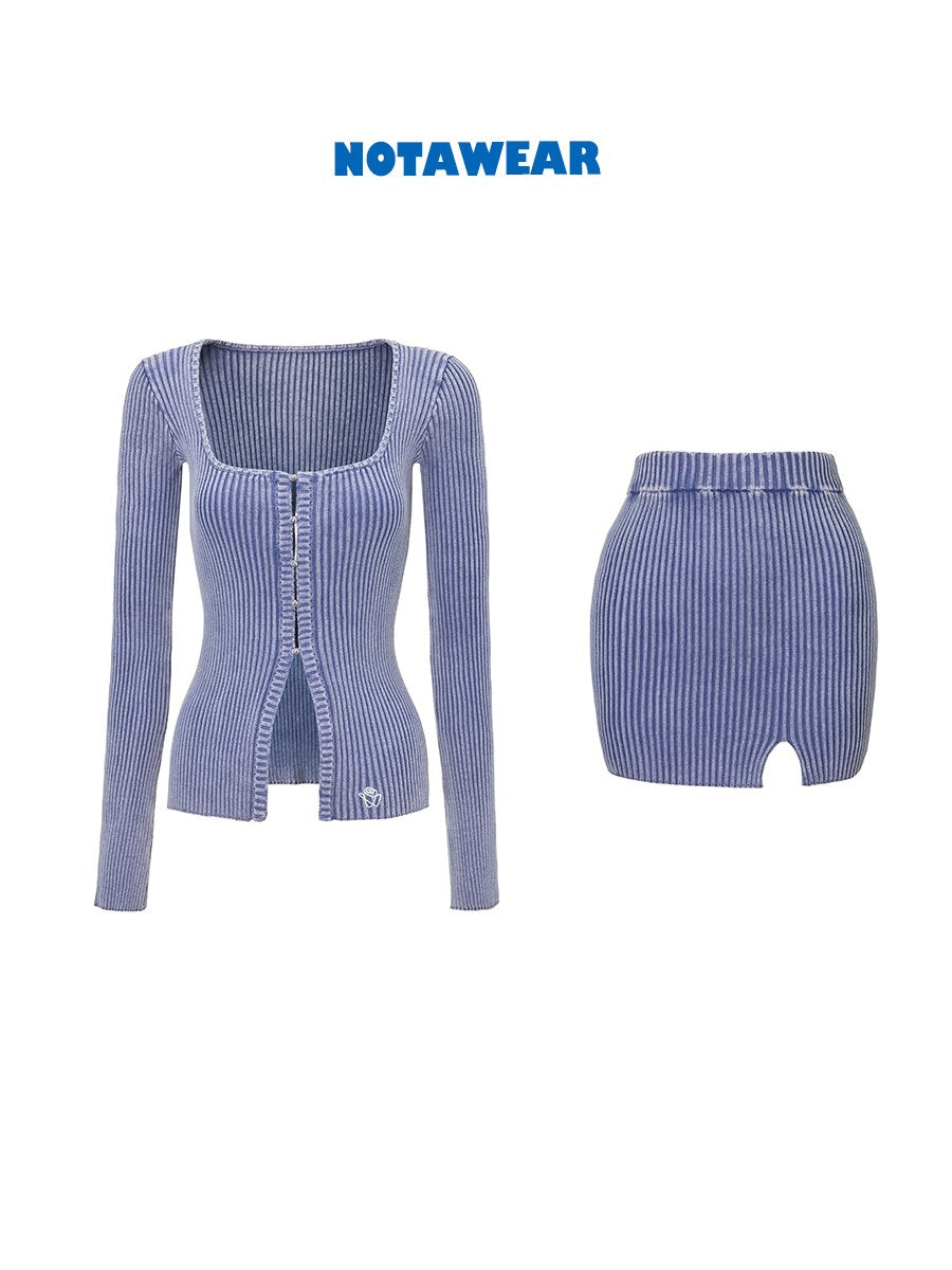 갈비뼈 꽉 섹시한 캐주얼 탑 & 스커트