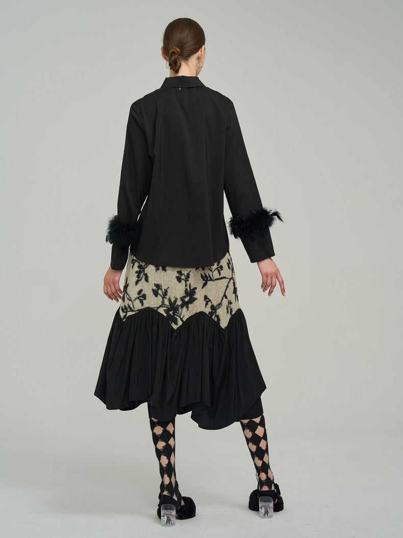 Silhouette Classy Mature Flower Wool Tiered Skirt