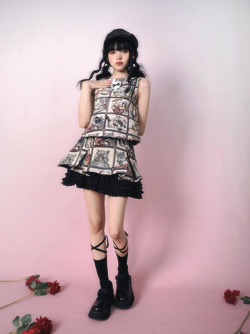 Katzentier Retro -Weste