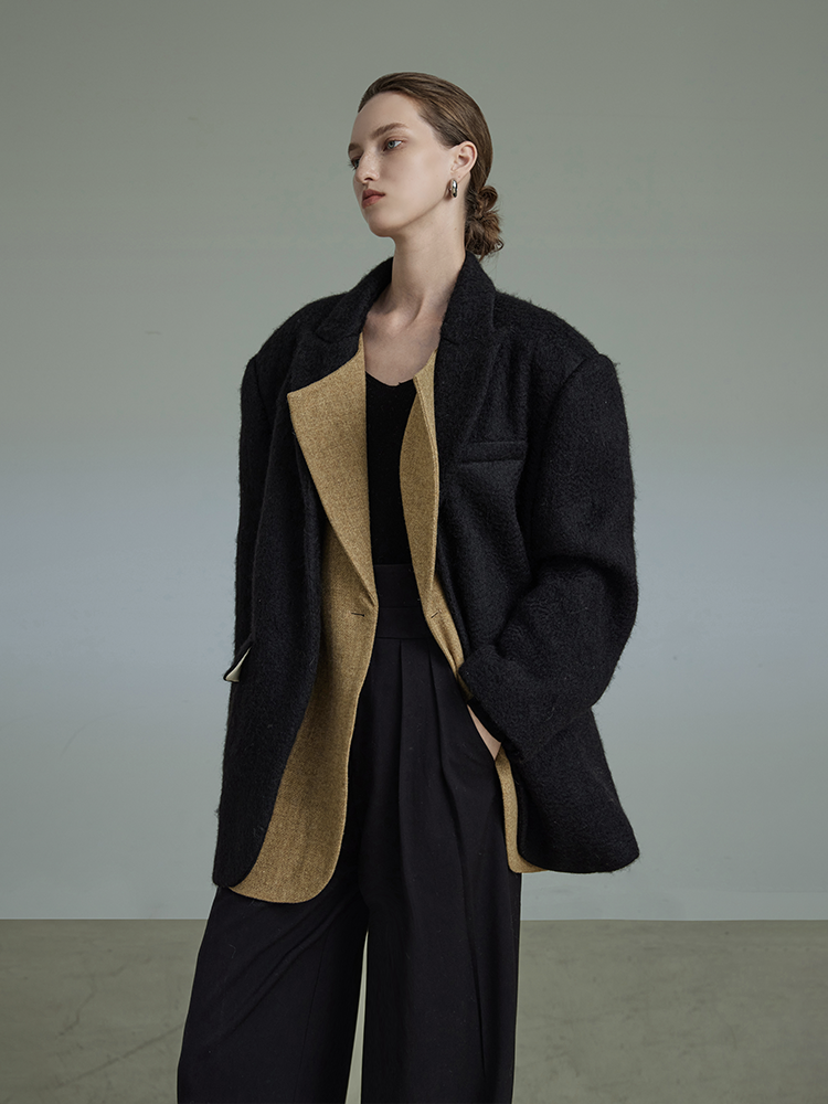Rayered Mature Classy Middle Wool Coat