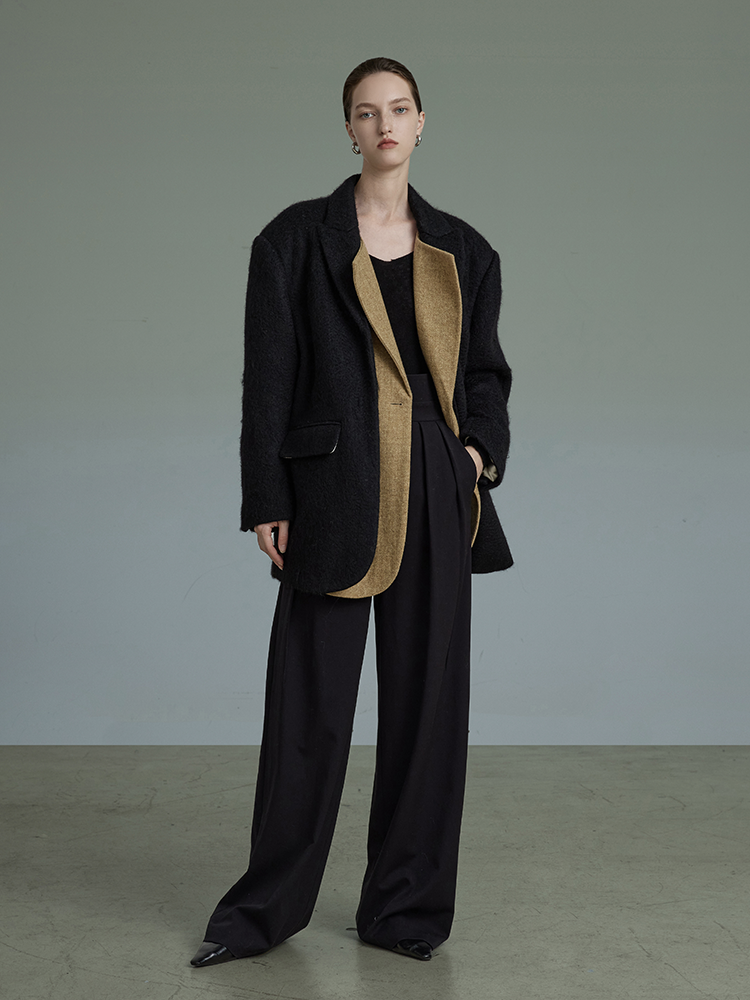 Rayered Mature Classy Middle Wool Coat