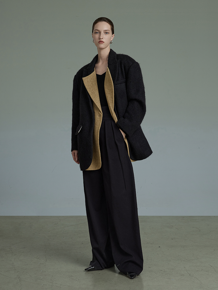 Rayered Mature Classy Middle Wool Coat