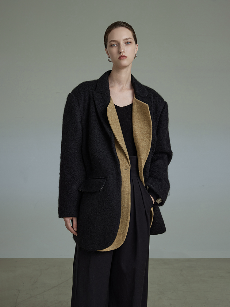 Rayered Mature Classy Middle Wool Coat