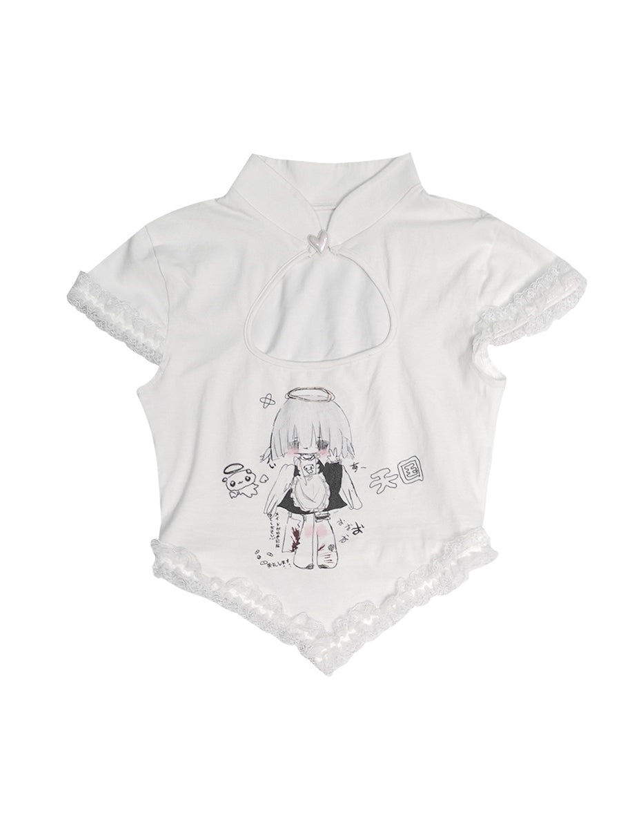 로리타 레이스는 니치 티셔츠를 자릅니다