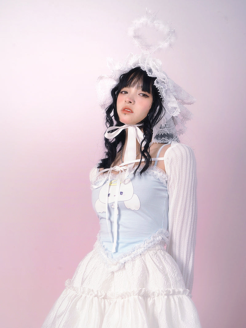 레이스 프릴 캐릭터 니치 카미솔