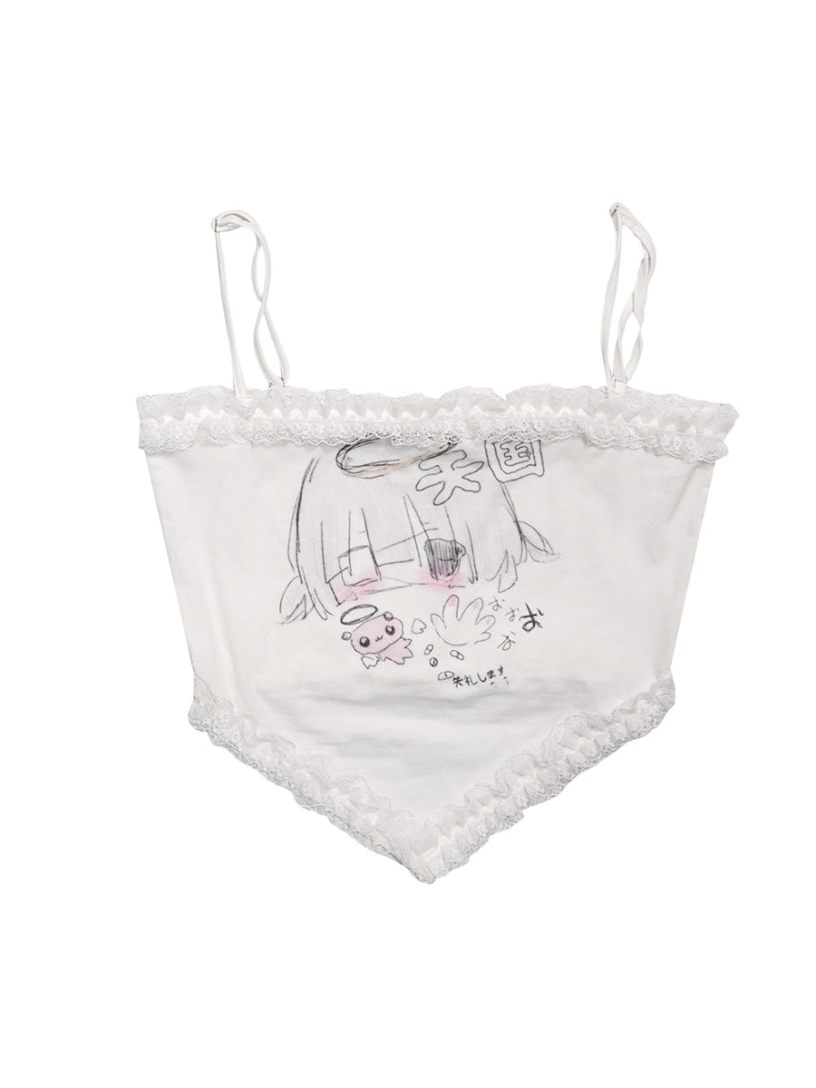 레이스 프릴 캐릭터 니치 카미솔