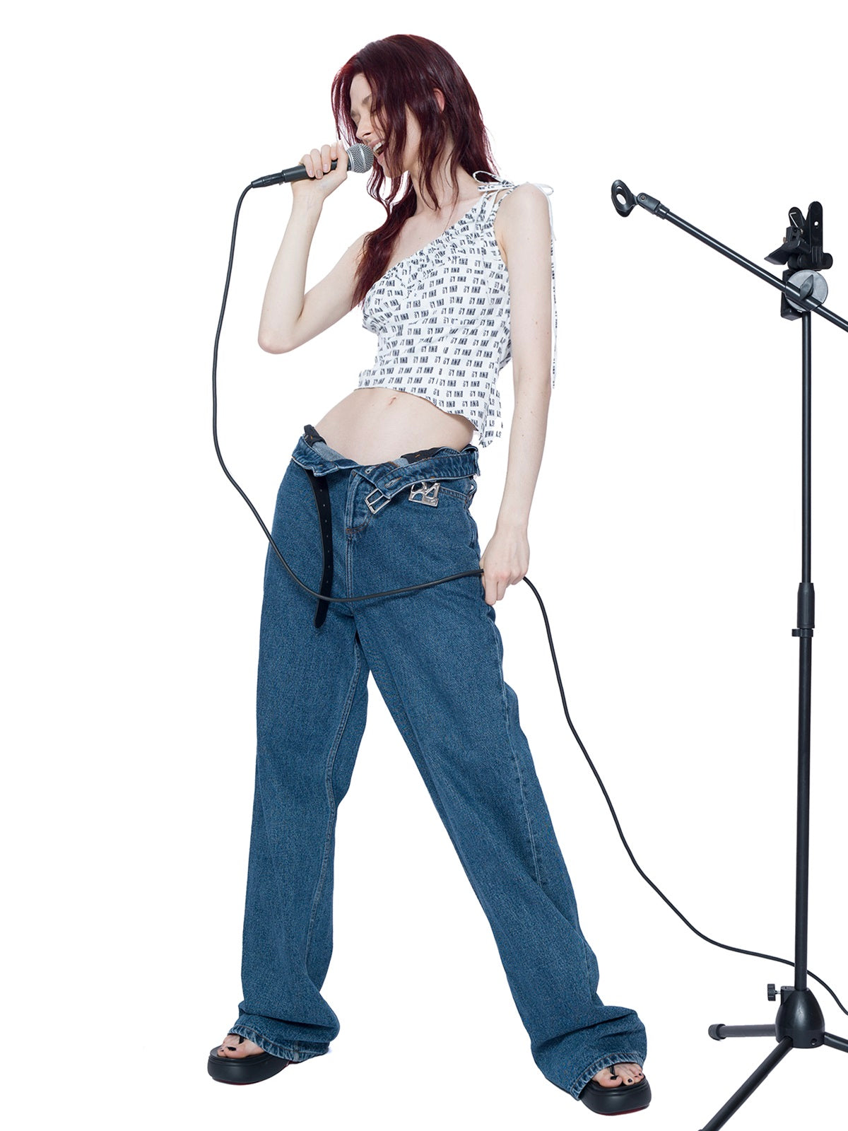 ONE-SHOULDER DENIM PEPLUM TOPS