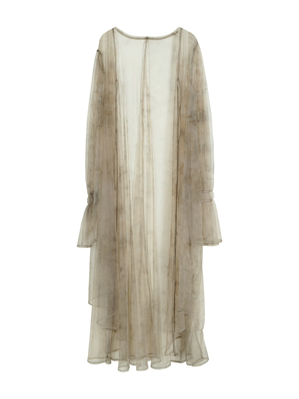 Durchsichtige lange elegante, flauschige Strickjacke