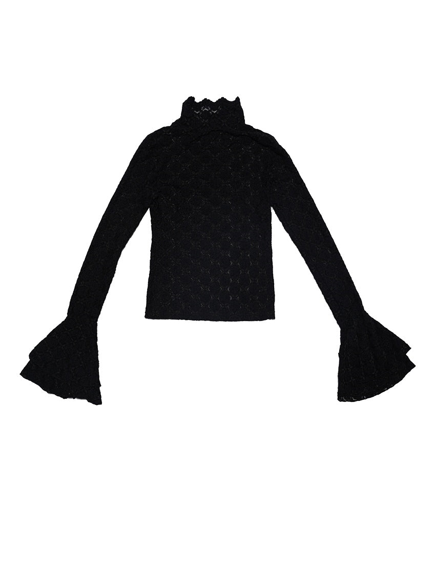 꽃 깎아 지른 레이스 블라우스