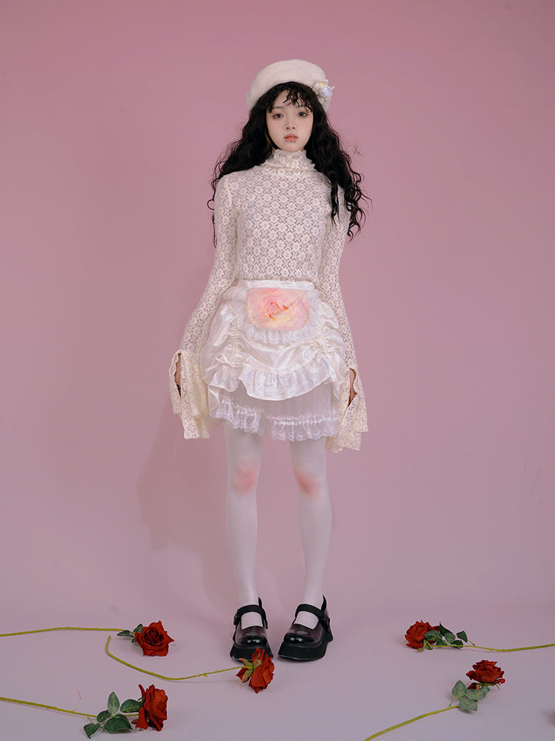 꽃 깎아 지른 레이스 블라우스