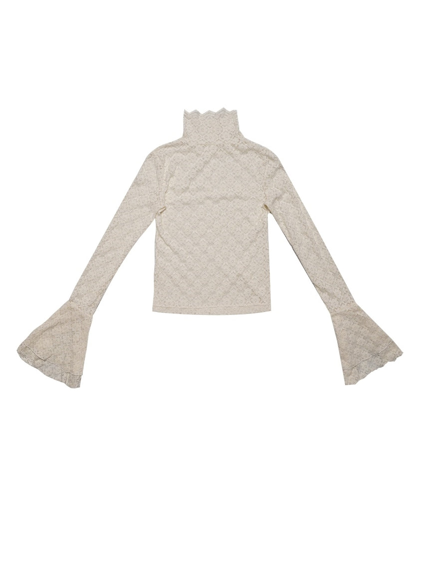 꽃 깎아 지른 레이스 블라우스