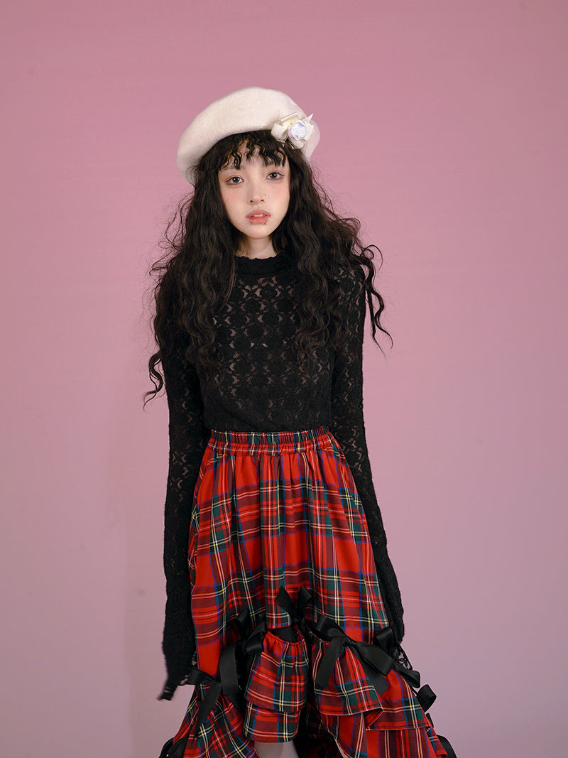 꽃 깎아 지른 레이스 블라우스