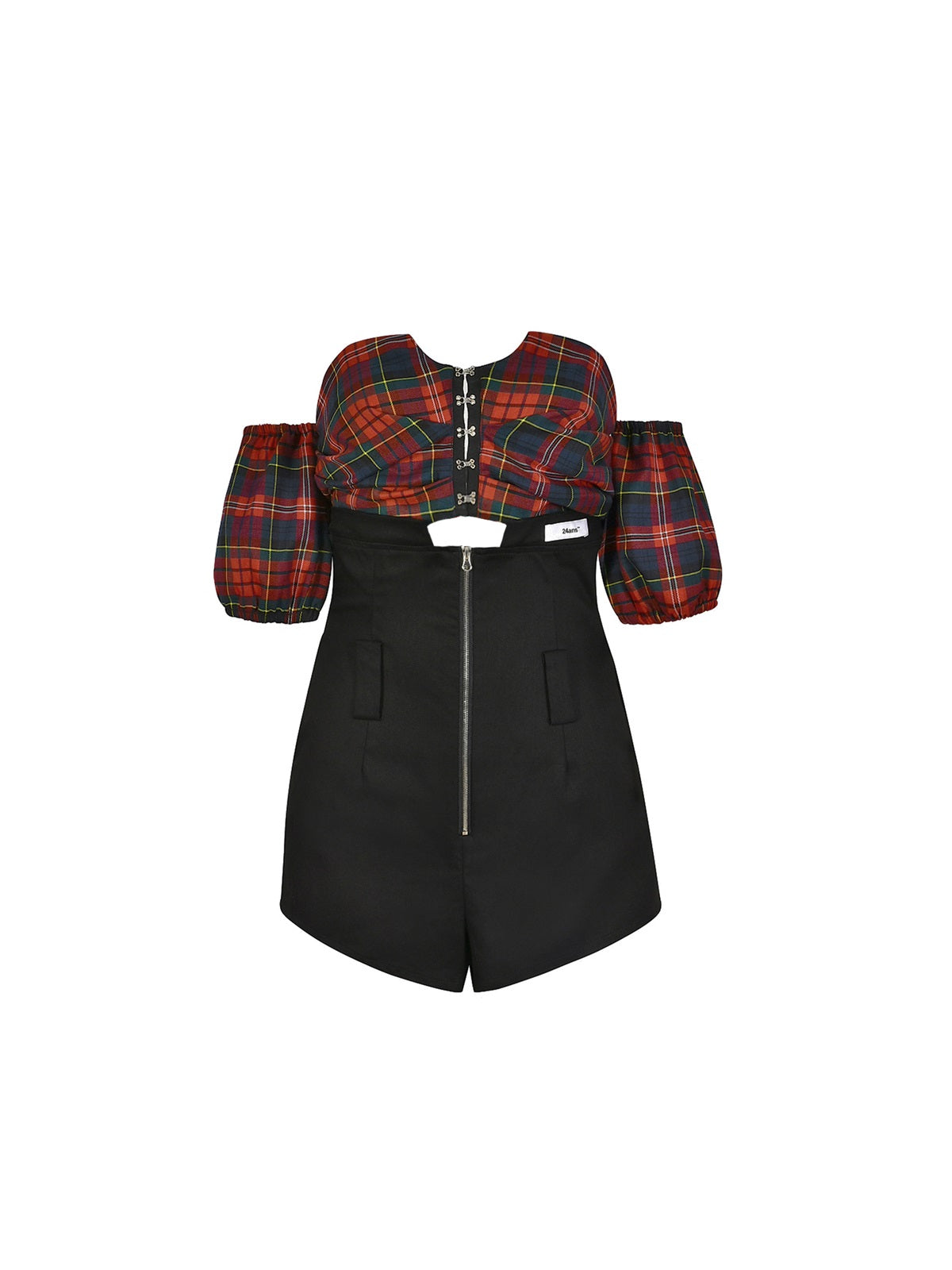 Plaid Off-Shoulder ONE-PIECE