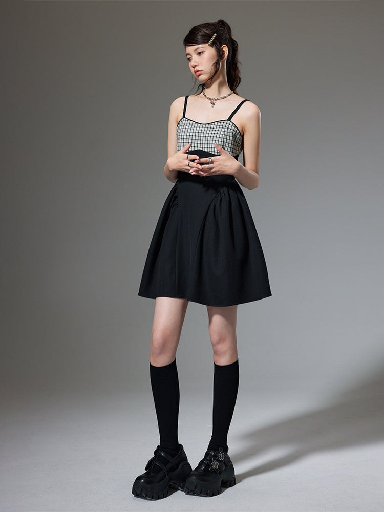 Ribbon Plaid Flare short Jacket One-piece