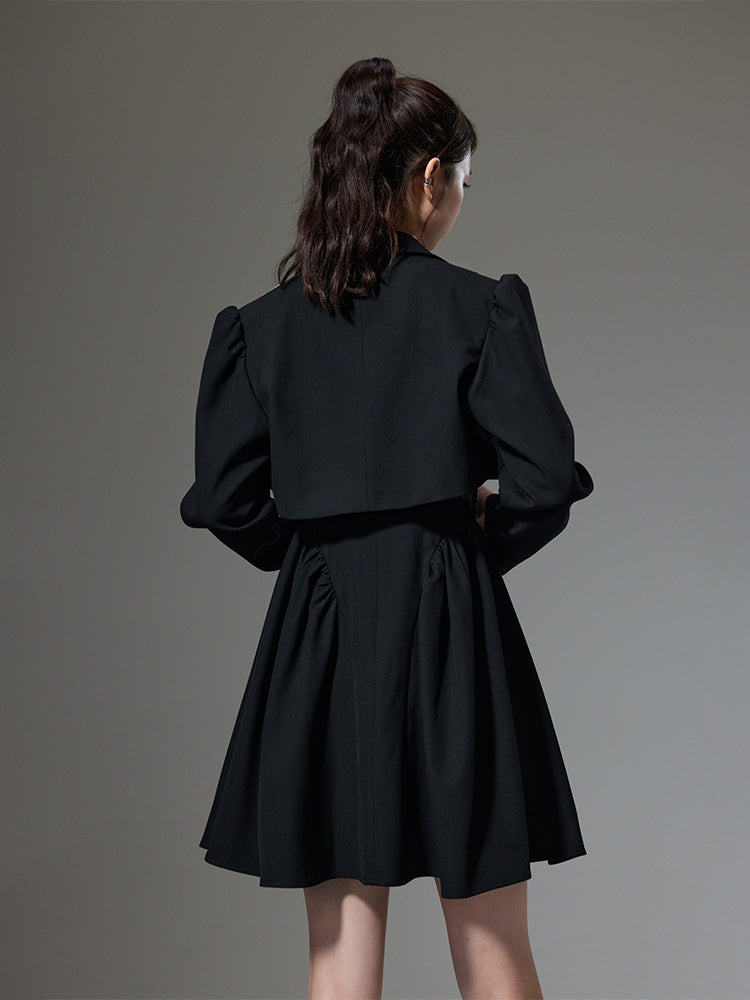 Ribbon Plaid Flare short Jacket One-piece