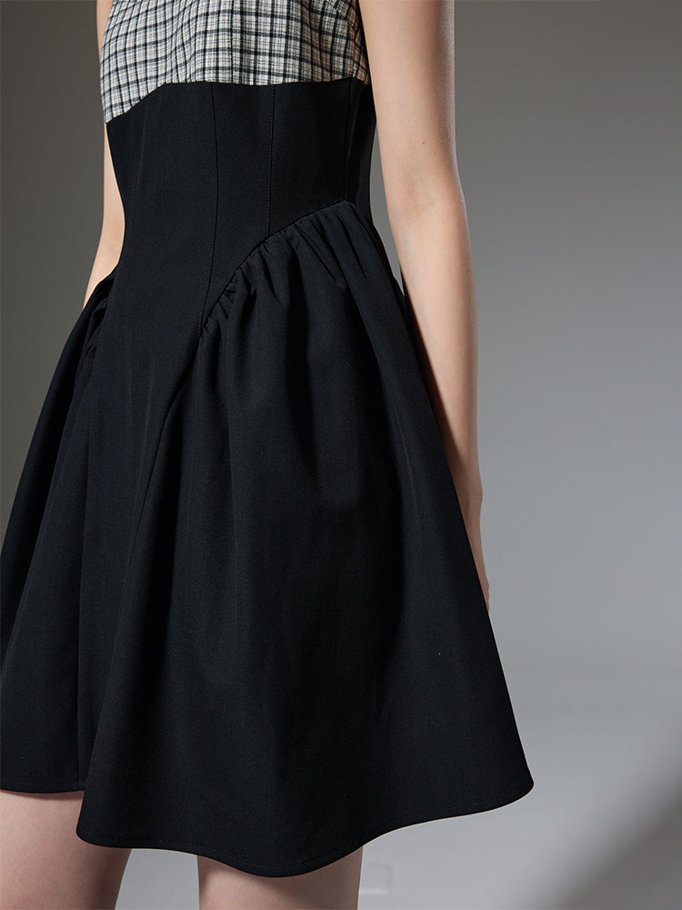 Ribbon Plaid Flare short Jacket One-piece