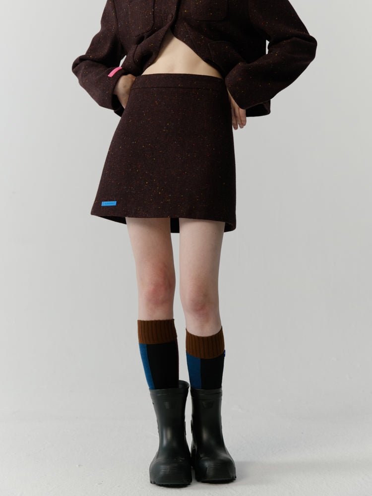 Wool Dot Suit Jacket&Skirt