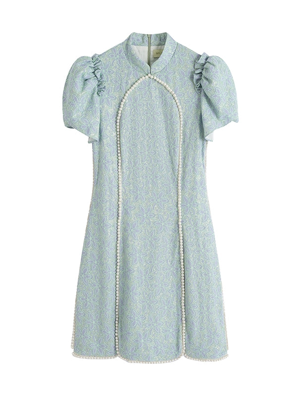 꽃 새싹 슬리브 새로운 중국 드레스