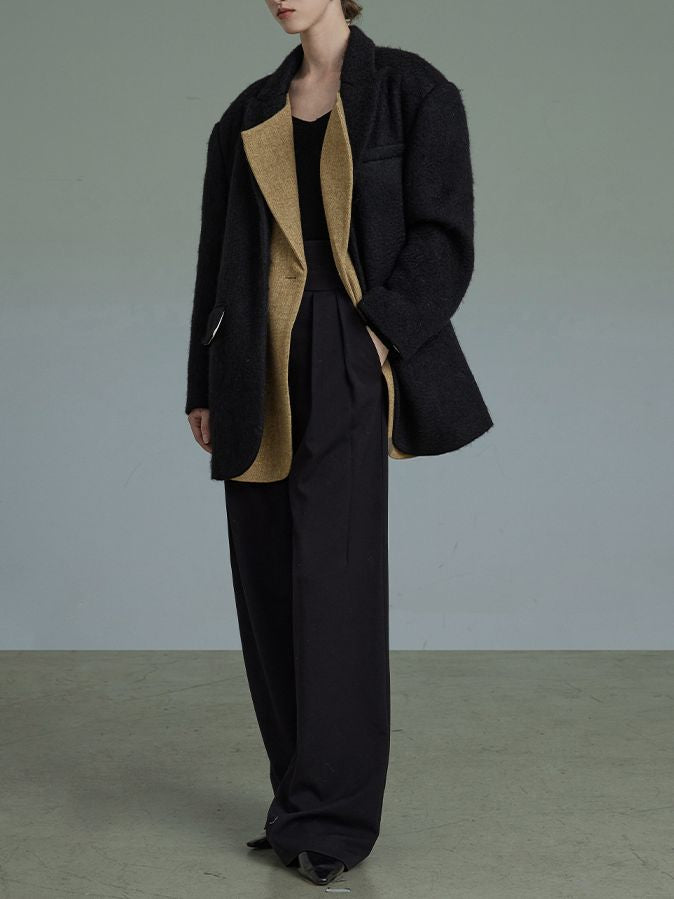 Rayered Mature Classy Middle Wool Coat