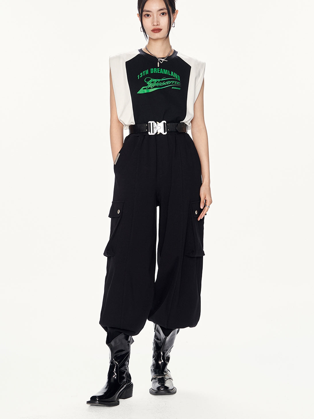 Bi-Color NO-SLEEVE CASUAL CUTSEW