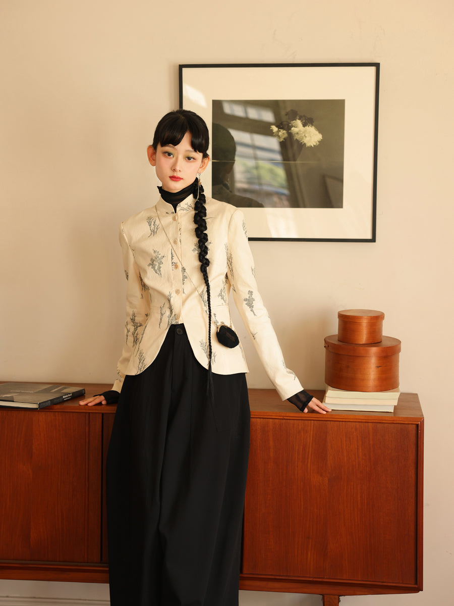 자수 새틴 광택 사슬 자켓