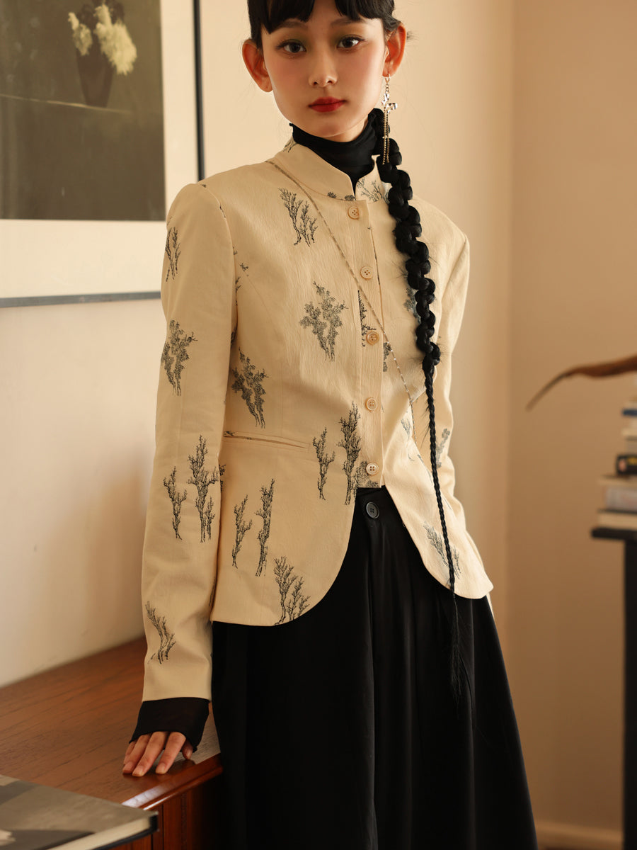 자수 새틴 광택 사슬 자켓