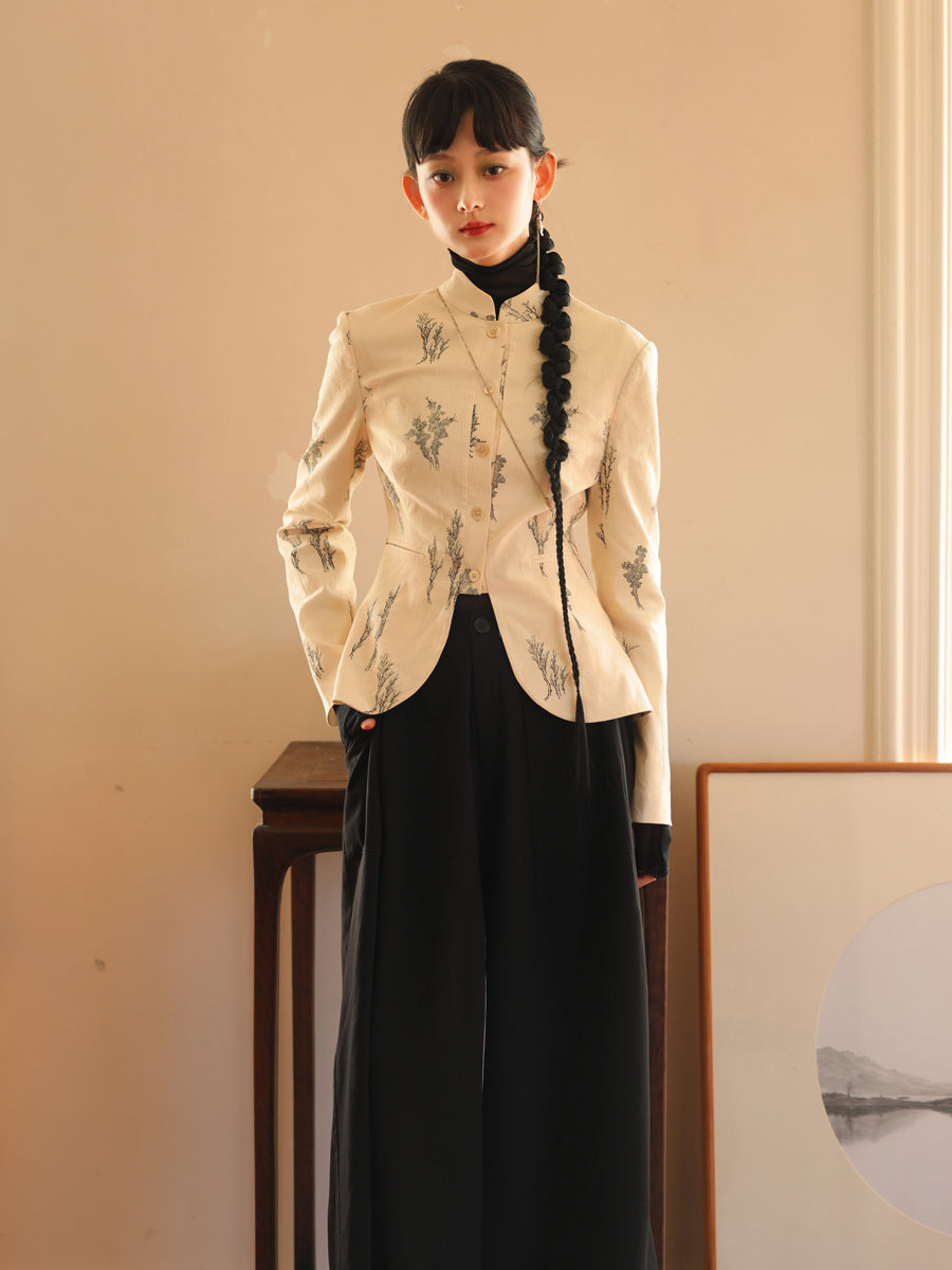 자수 새틴 광택 사슬 자켓