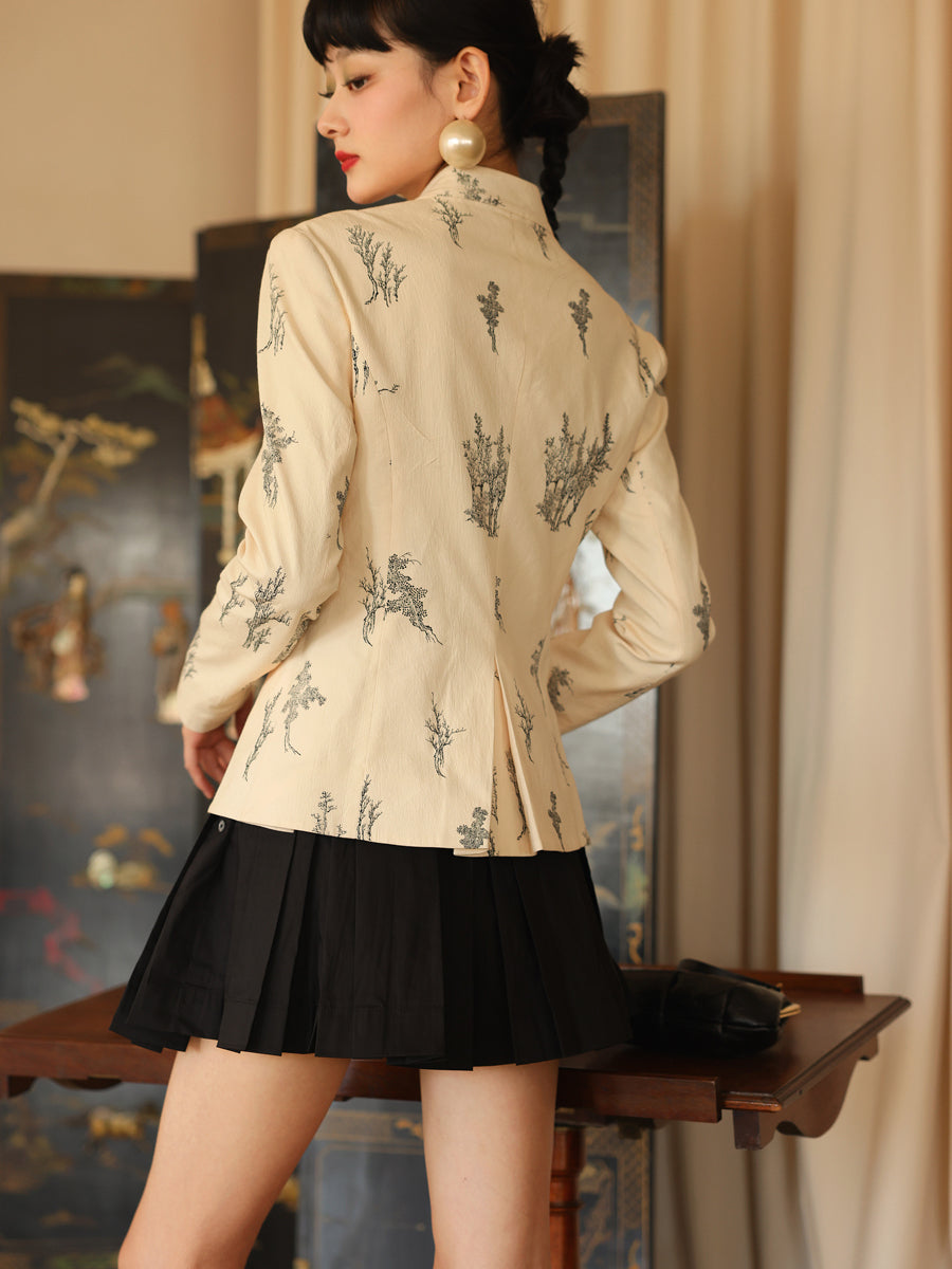 자수 새틴 광택 사슬 자켓