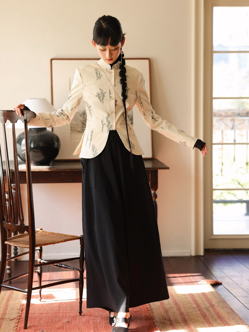 자수 새틴 광택 사슬 자켓