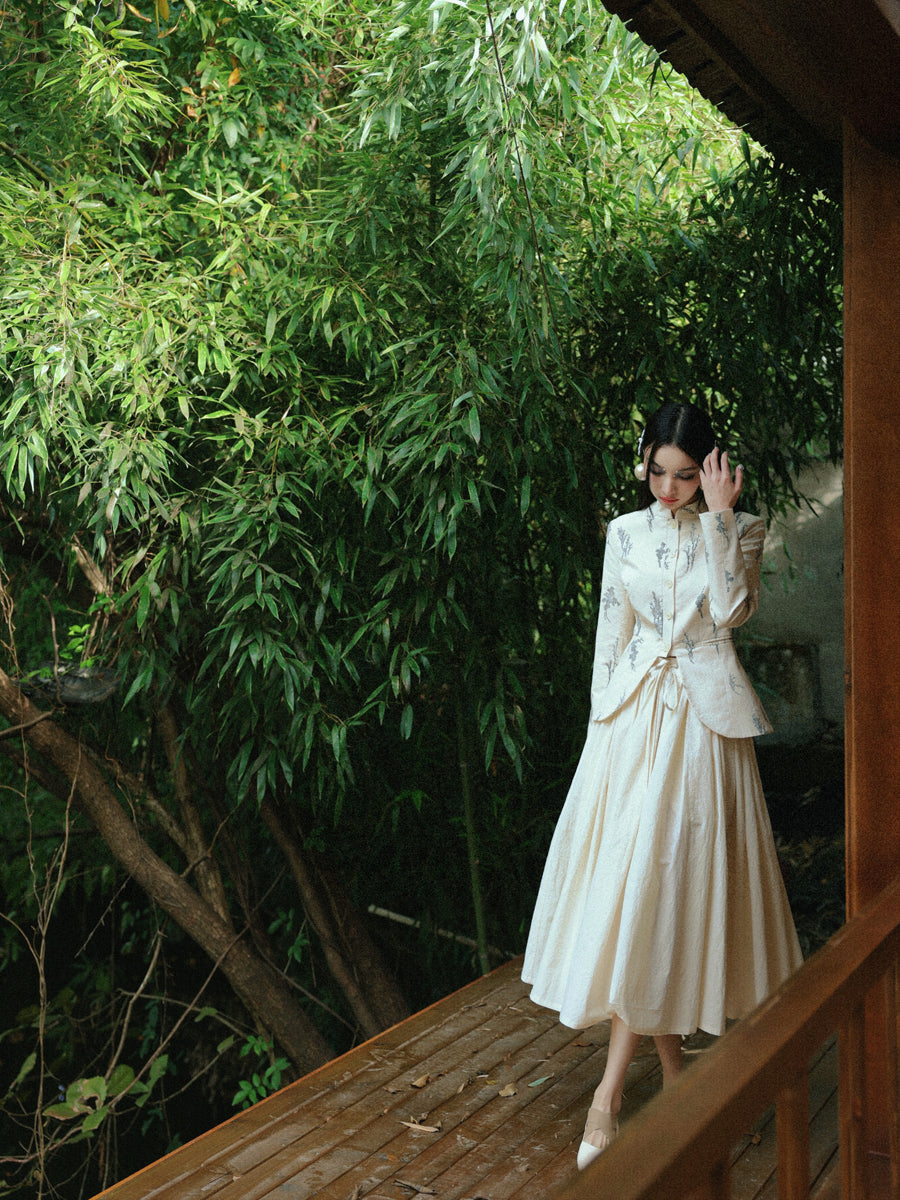 자수 새틴 광택 사슬 자켓