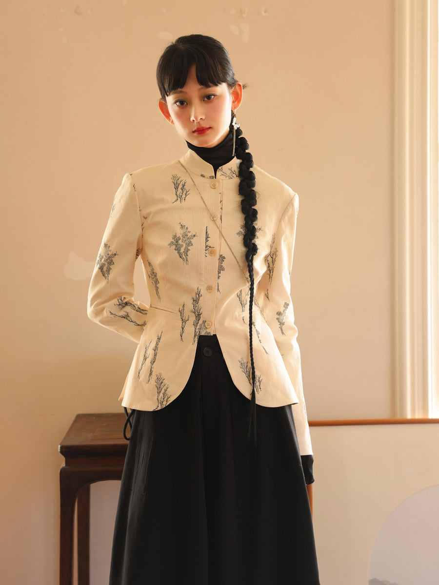 자수 새틴 광택 사슬 자켓