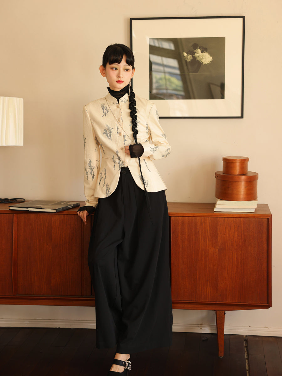 자수 새틴 광택 사슬 자켓