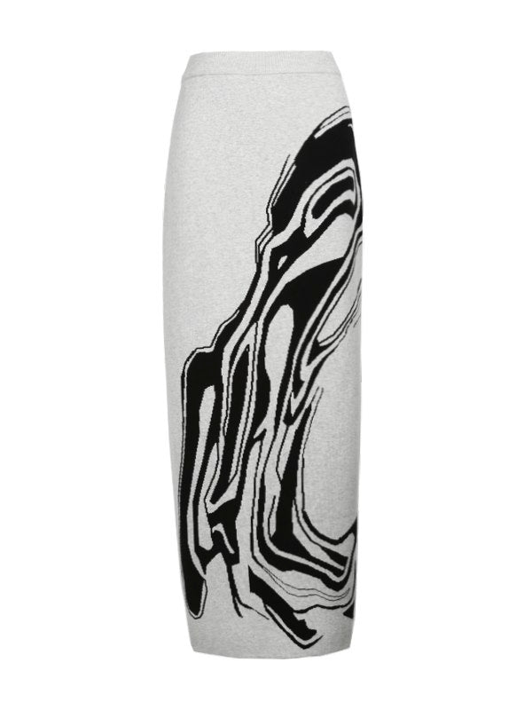 대리석 니트 레트로 성숙한 상판 및 스커트