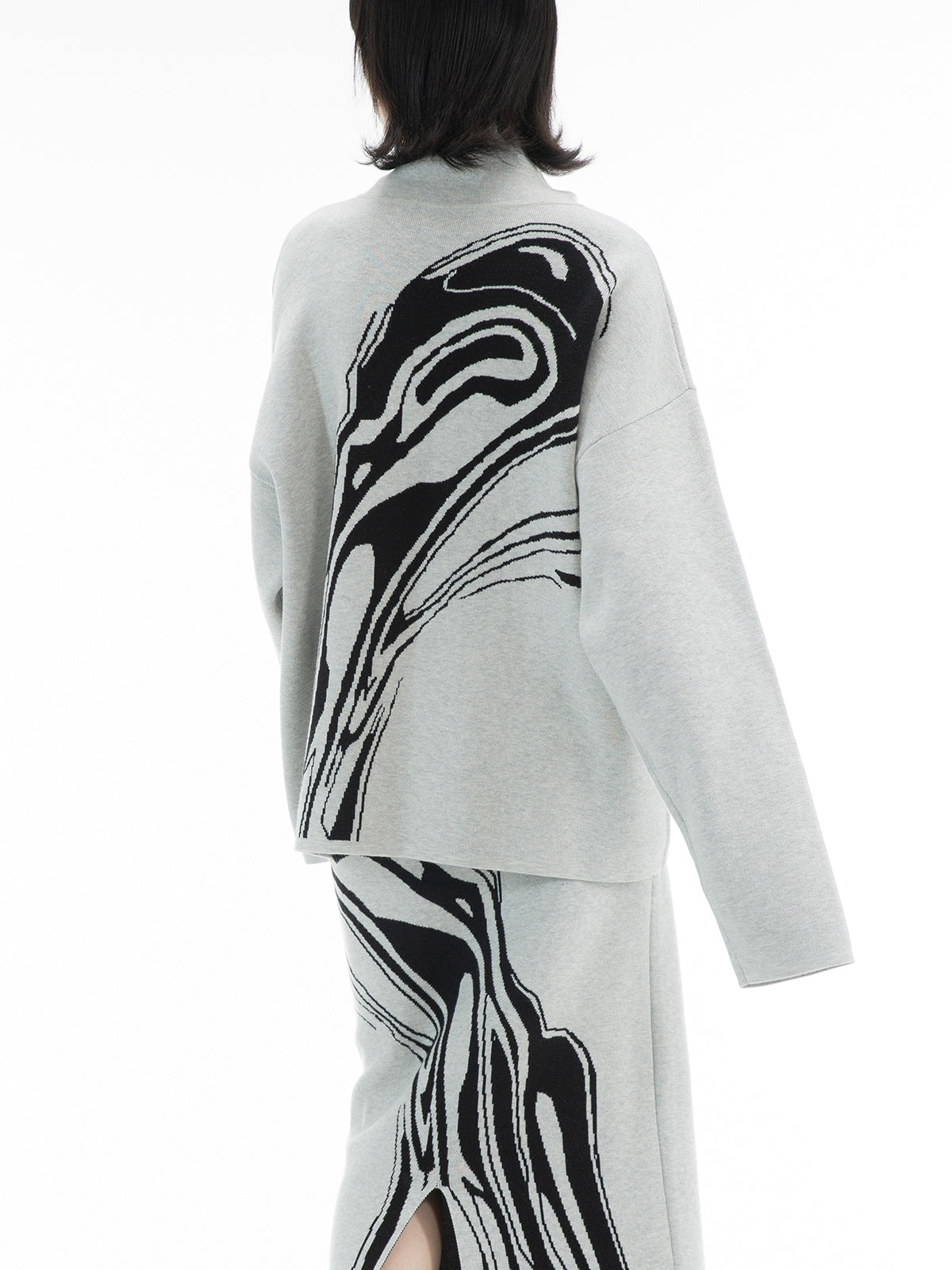 대리석 니트 레트로 성숙한 상판 및 스커트