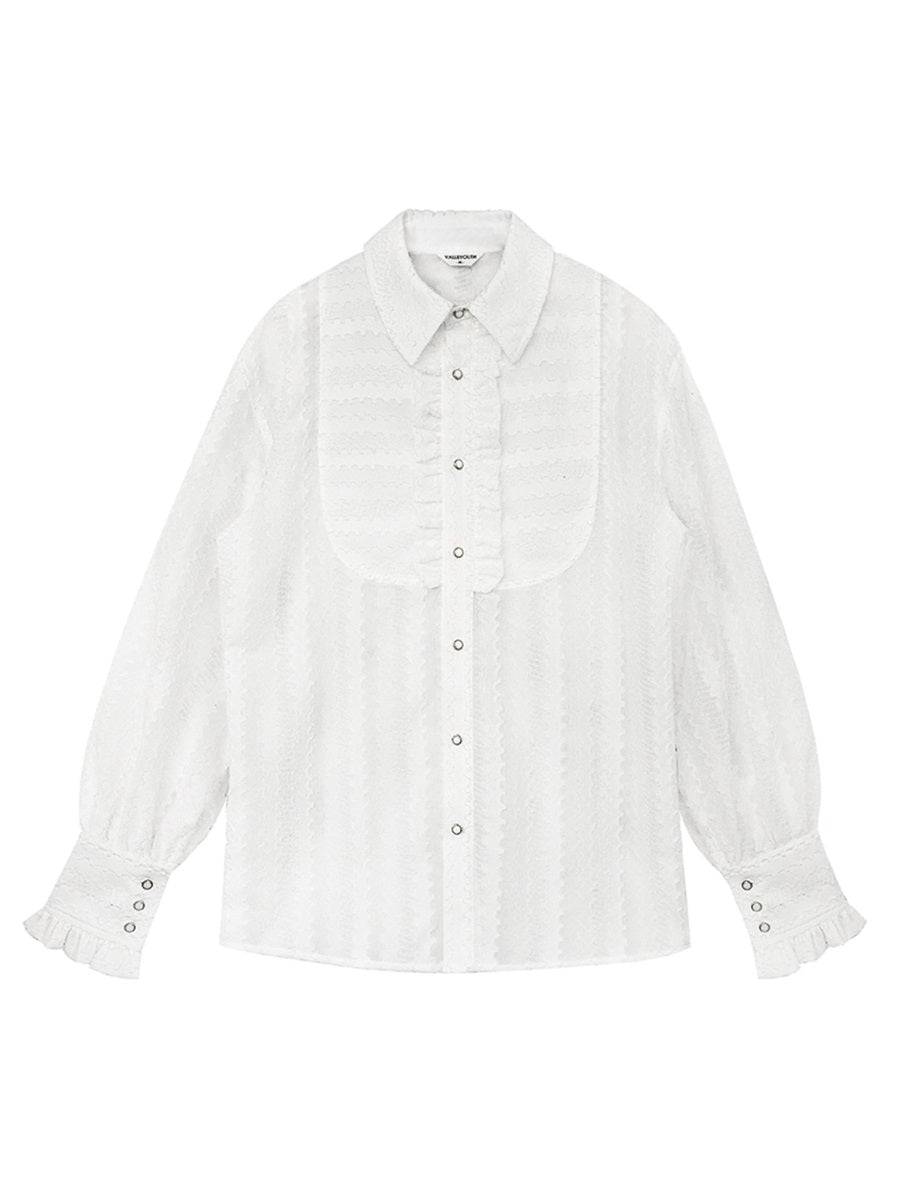 Lace Classical Mature Modest Frill Blouse