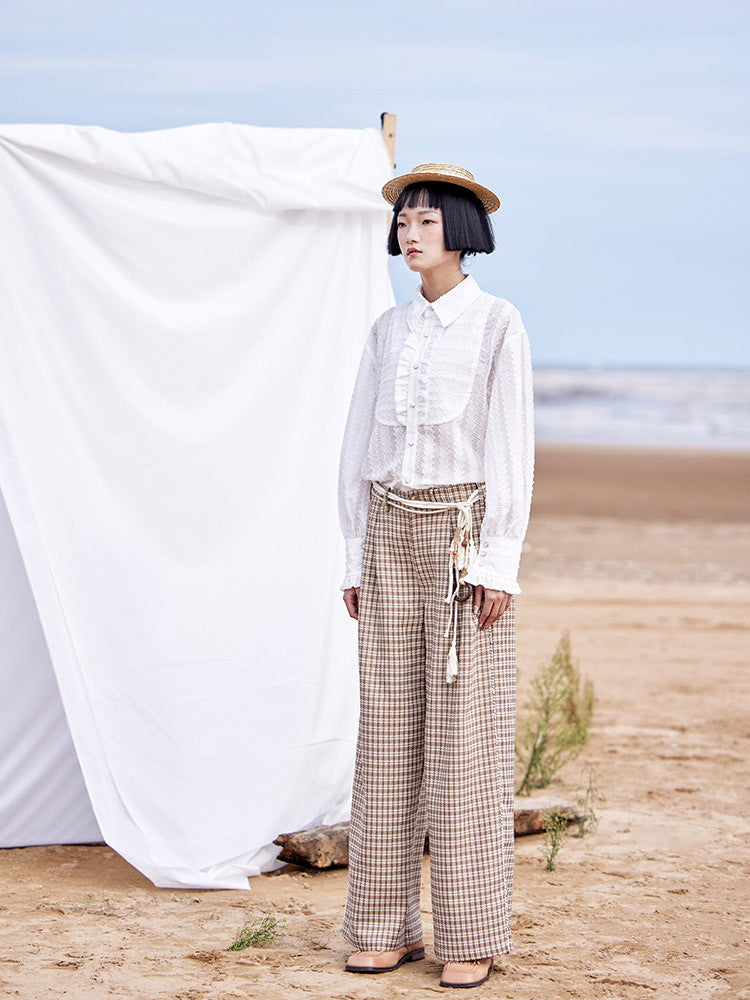 Lace Classical Mature Modest Frill Blouse