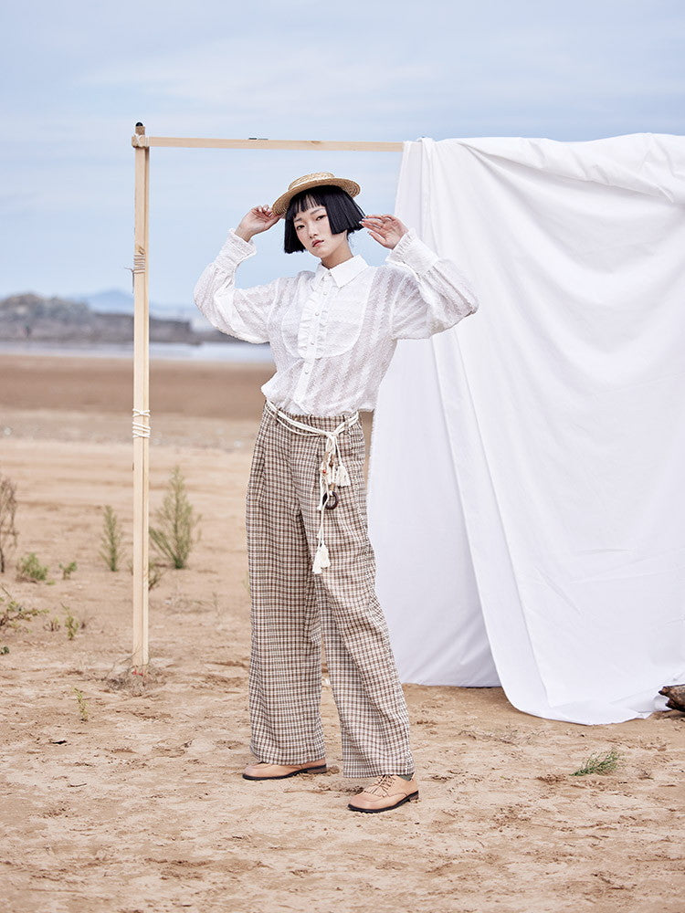 Lace Classical Mature Modest Frill Blouse