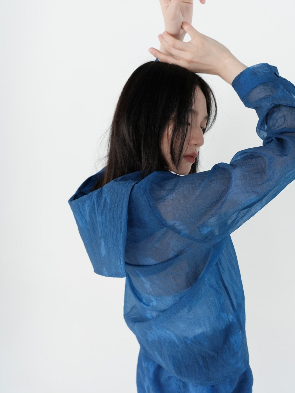 Hoodie Drawstring Sheer Tops&Skirt