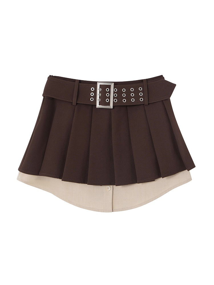 BOX-PLEATS SHORT LAYERED SKIRT