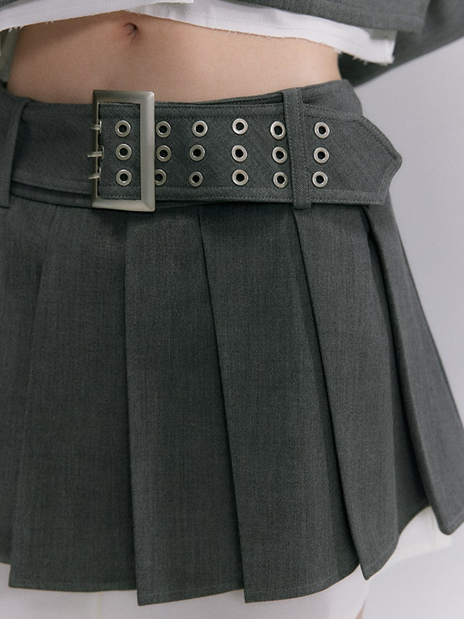 BOX-PLEATS SHORT LAYERED SKIRT