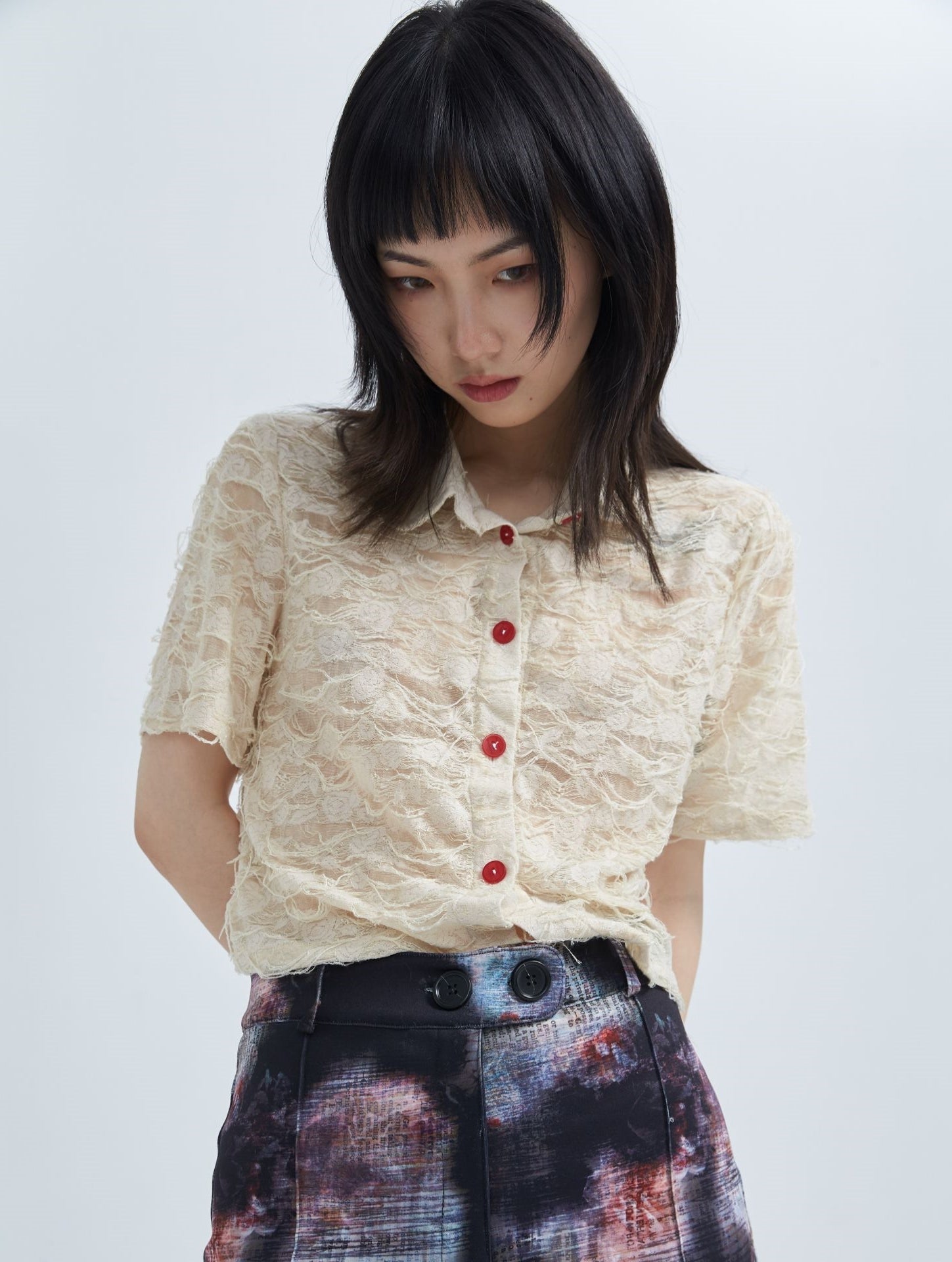 Rose Sheer Flower Lace Blouse -Pa33Word – ARCANA ARCHIVE