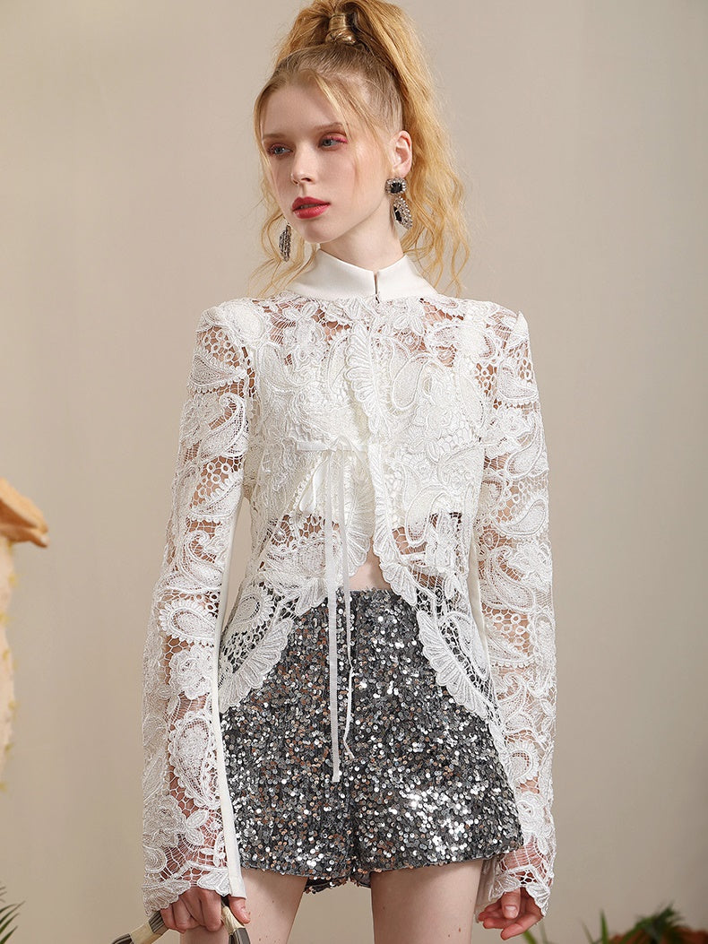 Lace Classic Sheer Feminine Blouse